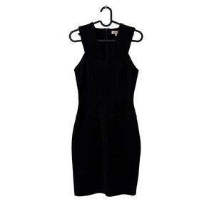 Mugler Black Sleeveless V Neck Bodycon Mini Dress Womens Size 36 Small
